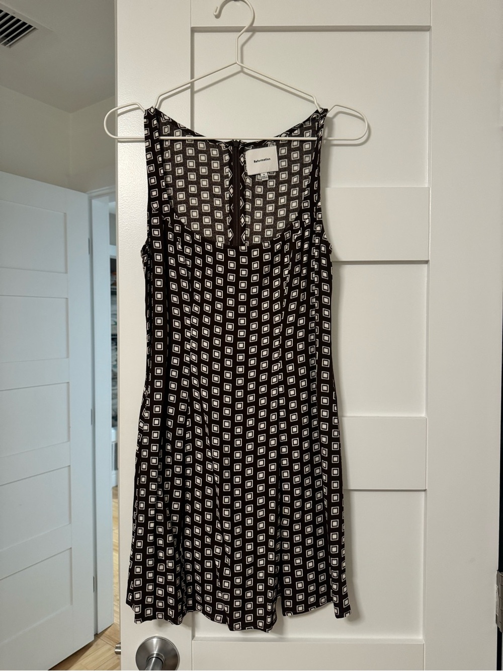 Reformation Black and White Square Print Mini Dress